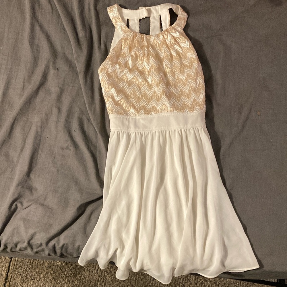 Sequin Hearts Cream and White Formal Kids Dress